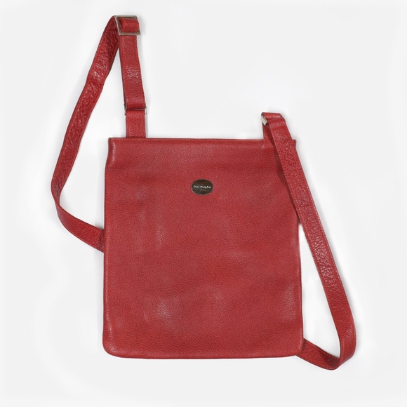 MAC DOUGLAS Buni Red Pebbled Leather Crossbody - Picture 1 of 14